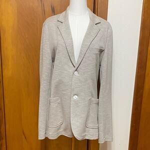 Stilosophy Beige Tan Stretch Knit 2 Button Blazer Jacket Pockets Made in Italy